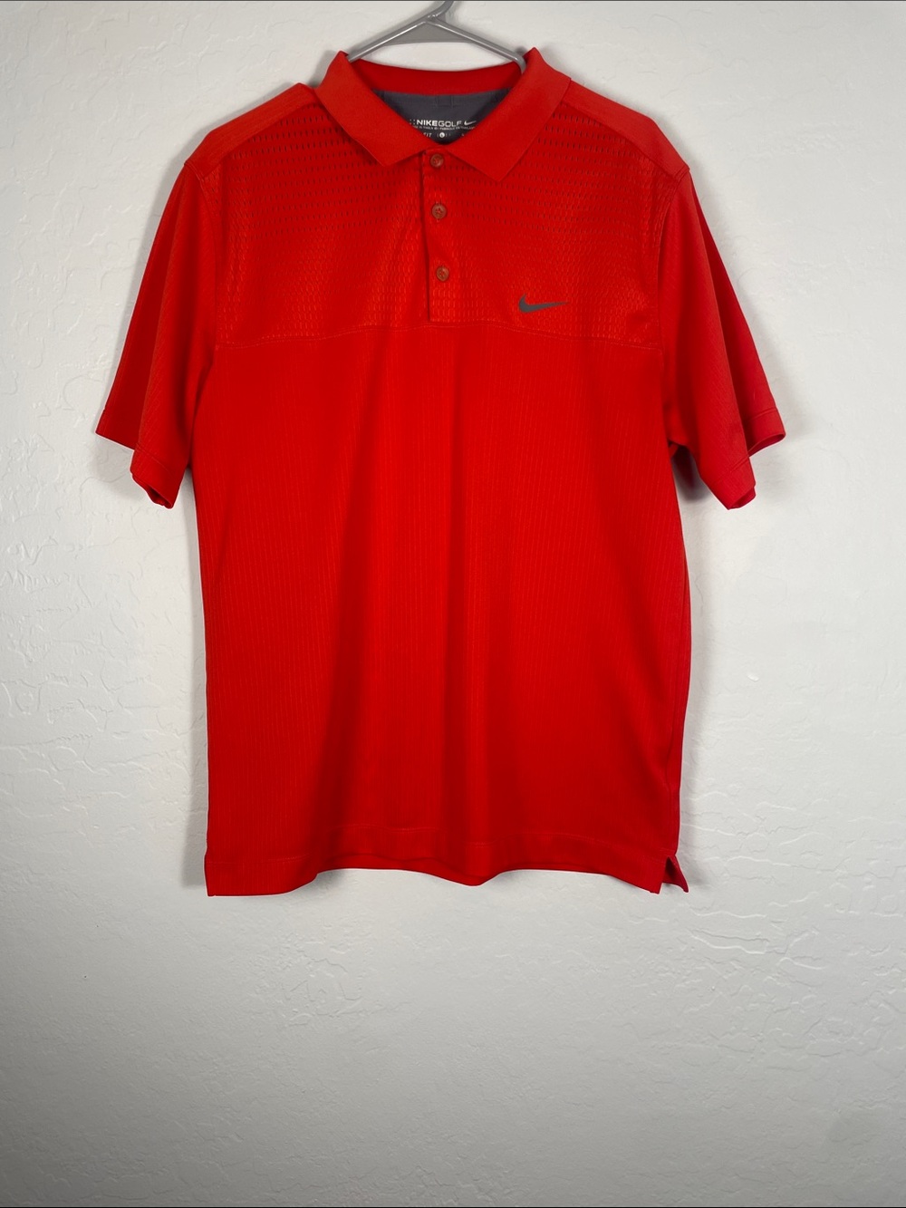 Nike Golf Red Perforated Collared Athletic Golf Polo Size Large